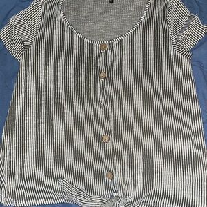 Striped Button-Down Top